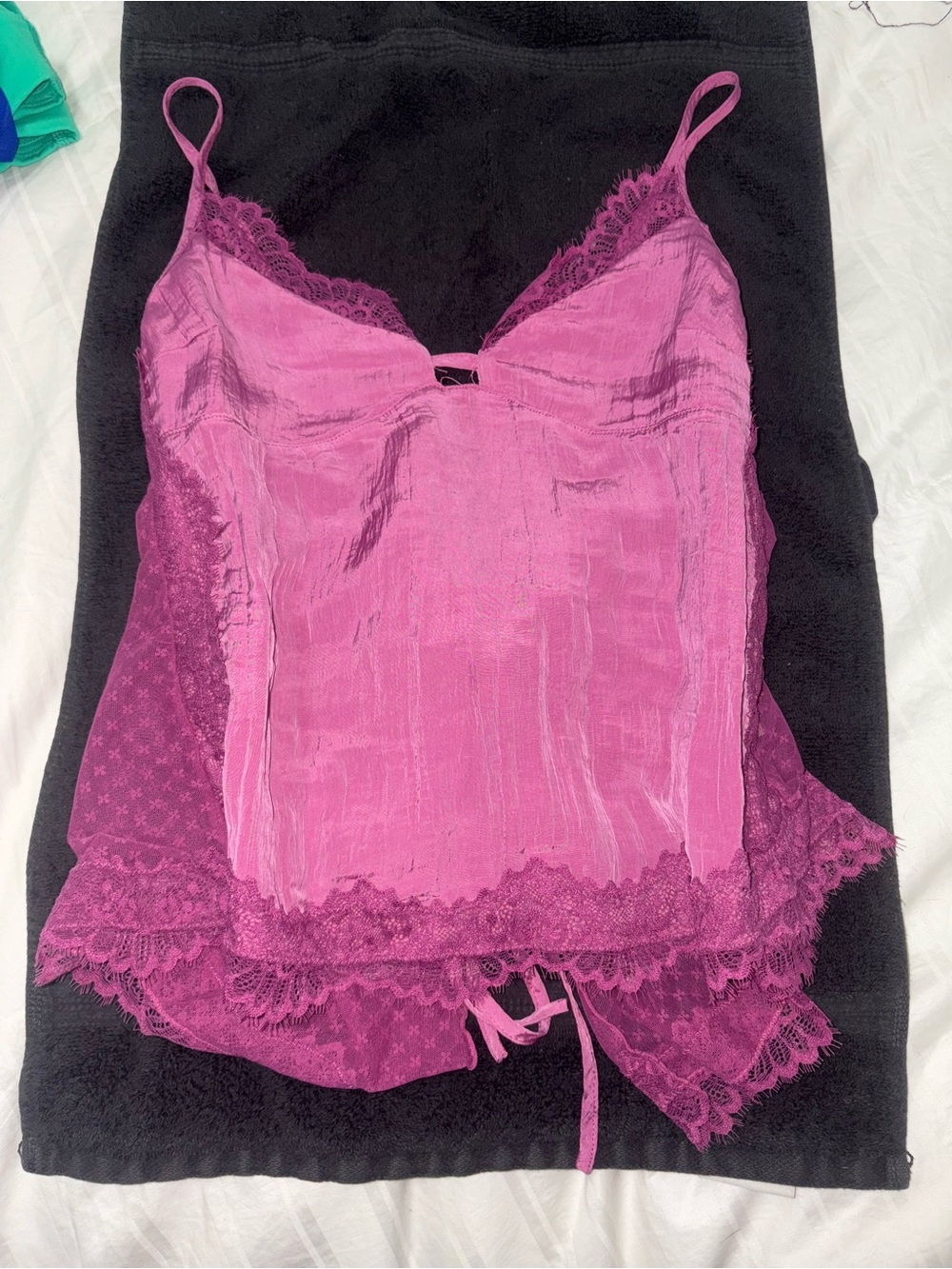 Intimately by Free People Lace-Trim Pink Silk Camisole Top